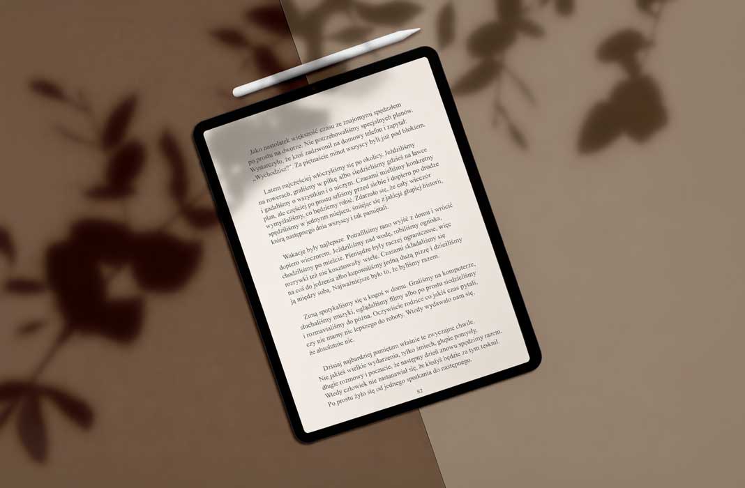 e-book na tablecie